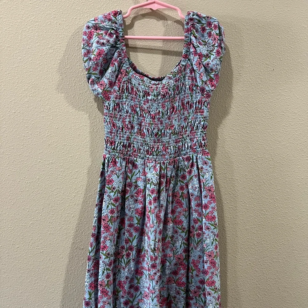 Floral Kids Dress Set - Blue, Red, Pink - Picture 3 of 8